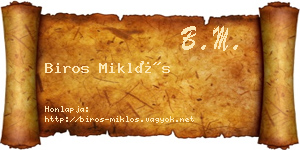 Biros Miklós névjegykártya