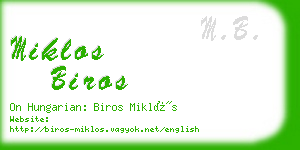 miklos biros business card